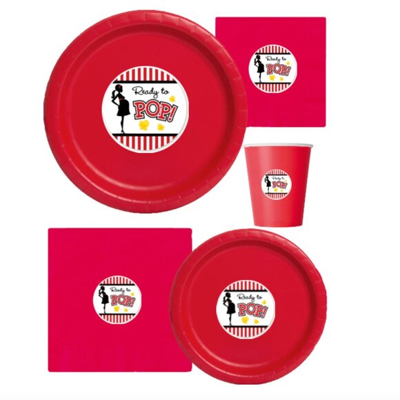 60pc “Ready to Pop” Paper Plate Set – Baby Shower & Gender Reveal Party Supplies - Picture 3 of 4